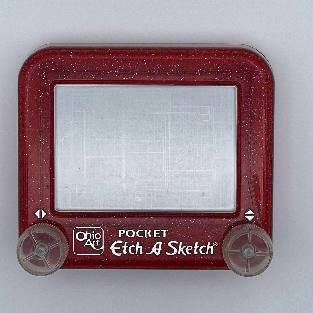 Vintage Pocket Etch A Sketch Red Glitter by Ohio Art